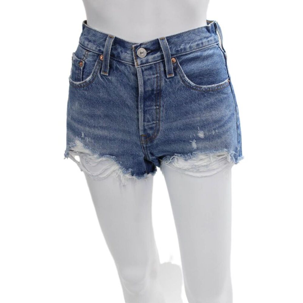 Levis Unisex Blue 90s 100% Cotton Button Fly Shorts Size 24